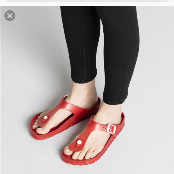 red eva birkenstocks